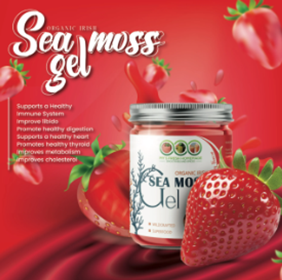 Organic Strawberry Sea Moss Gel, 16 Oz